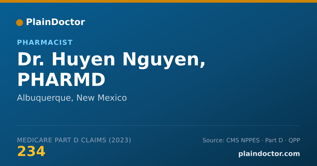 Shareable card for Huyen Nguyen, PHARMD - Pharmacist, Albuquerque, NM
