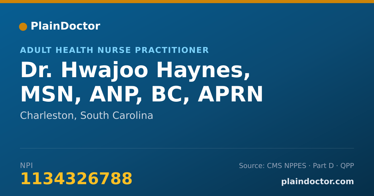 Shareable card for Hwajoo Haynes, MSN, ANP, BC, APRN - Adult Health Nurse Practitioner, Charleston, SC