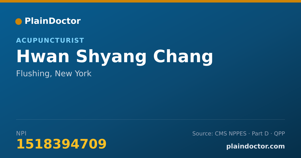 Shareable card for Hwan Shyang Chang - Acupuncturist, Flushing, NY