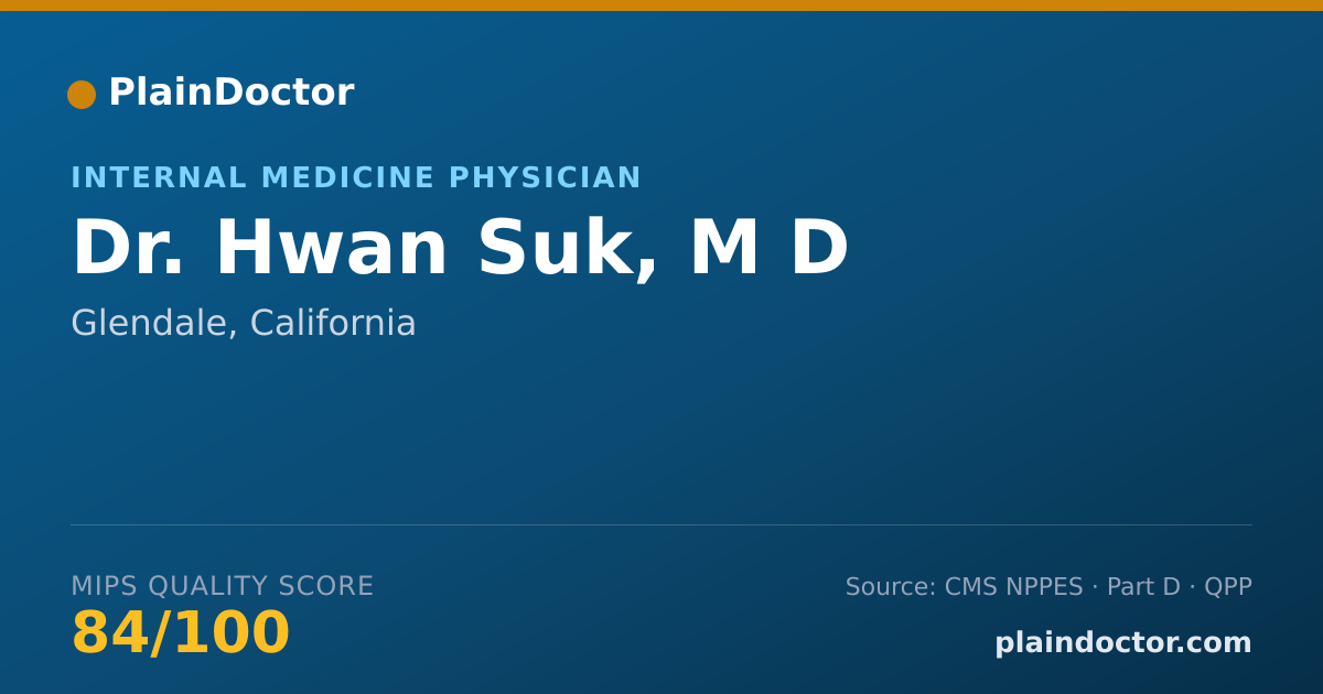 Shareable card for Hwan Suk, M D - Internal Medicine Physician, Glendale, CA