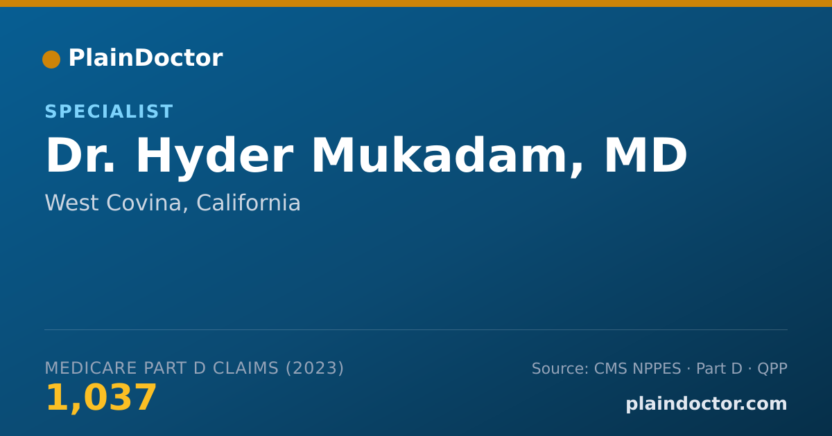 Shareable card for Hyder Mukadam, MD - Specialist, West Covina, CA