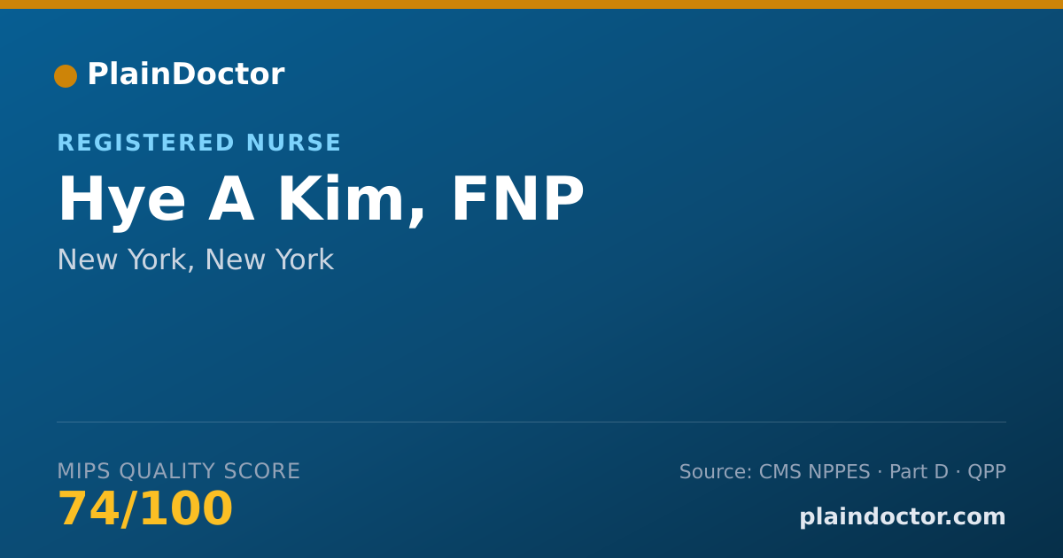 Shareable card for Hye A Kim, FNP - Registered Nurse, New York, NY