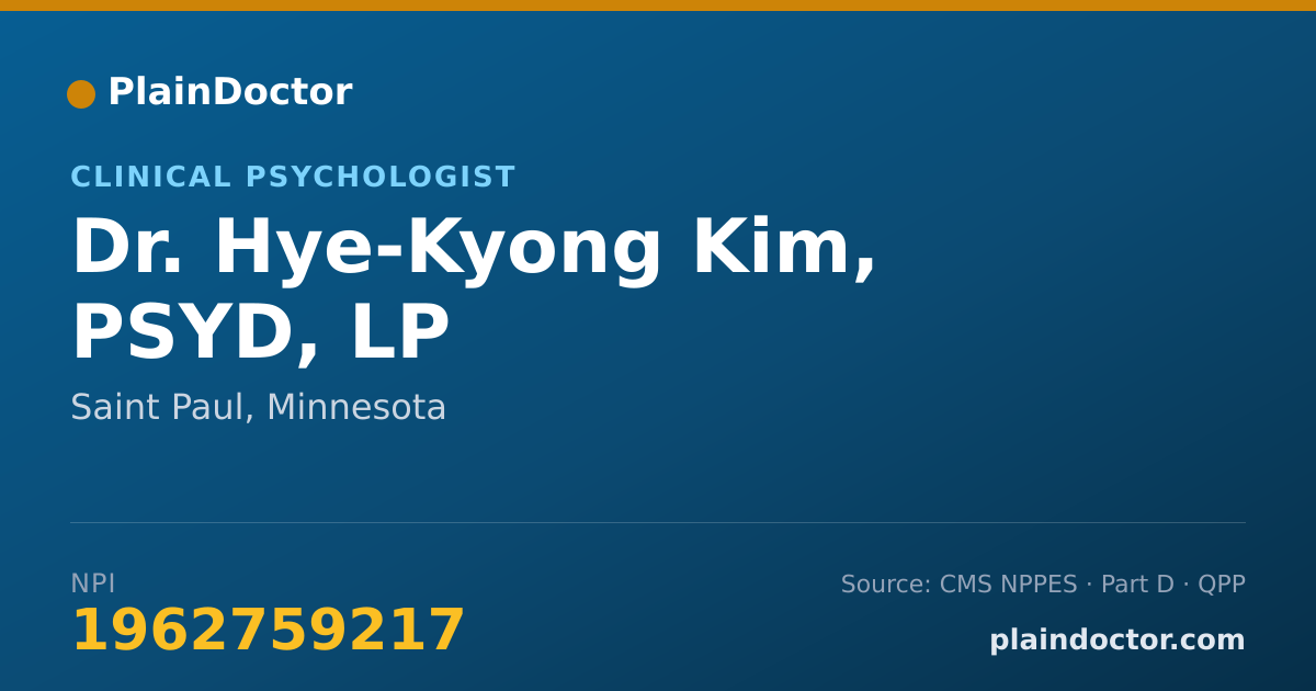 Shareable card for Hye-Kyong Kim, PSYD, LP - Clinical Psychologist, Saint Paul, MN