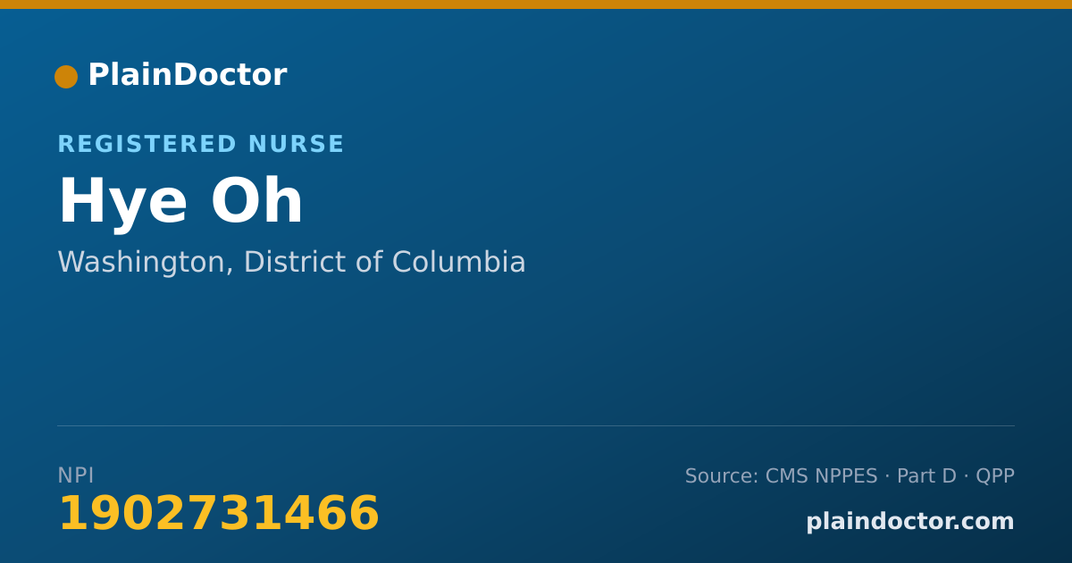 Shareable card for Hye Oh - Registered Nurse, Washington, DC