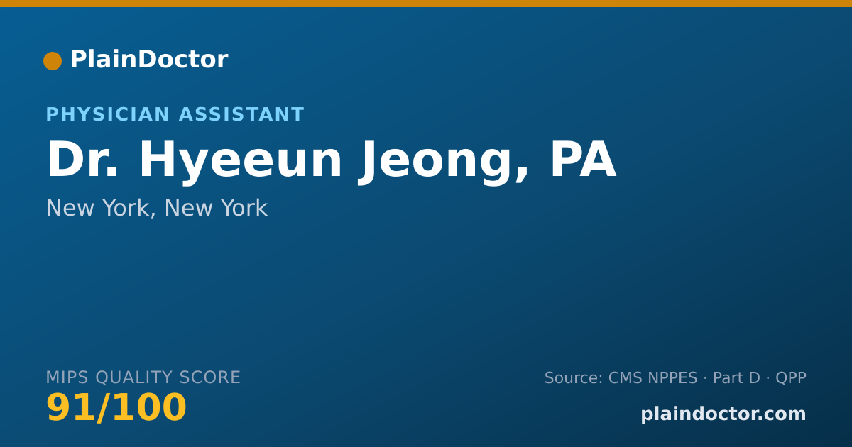Shareable card for Hyeeun Jeong, PA - Physician Assistant, New York, NY