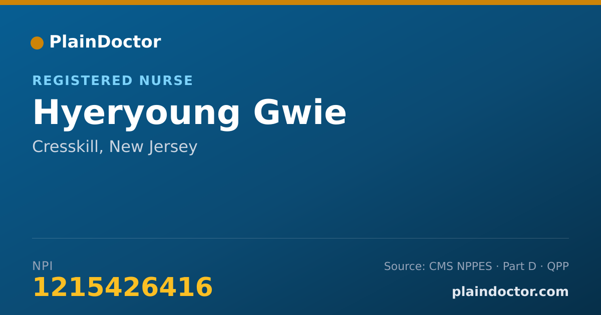 Shareable card for Hyeryoung Gwie - Registered Nurse, Cresskill, NJ