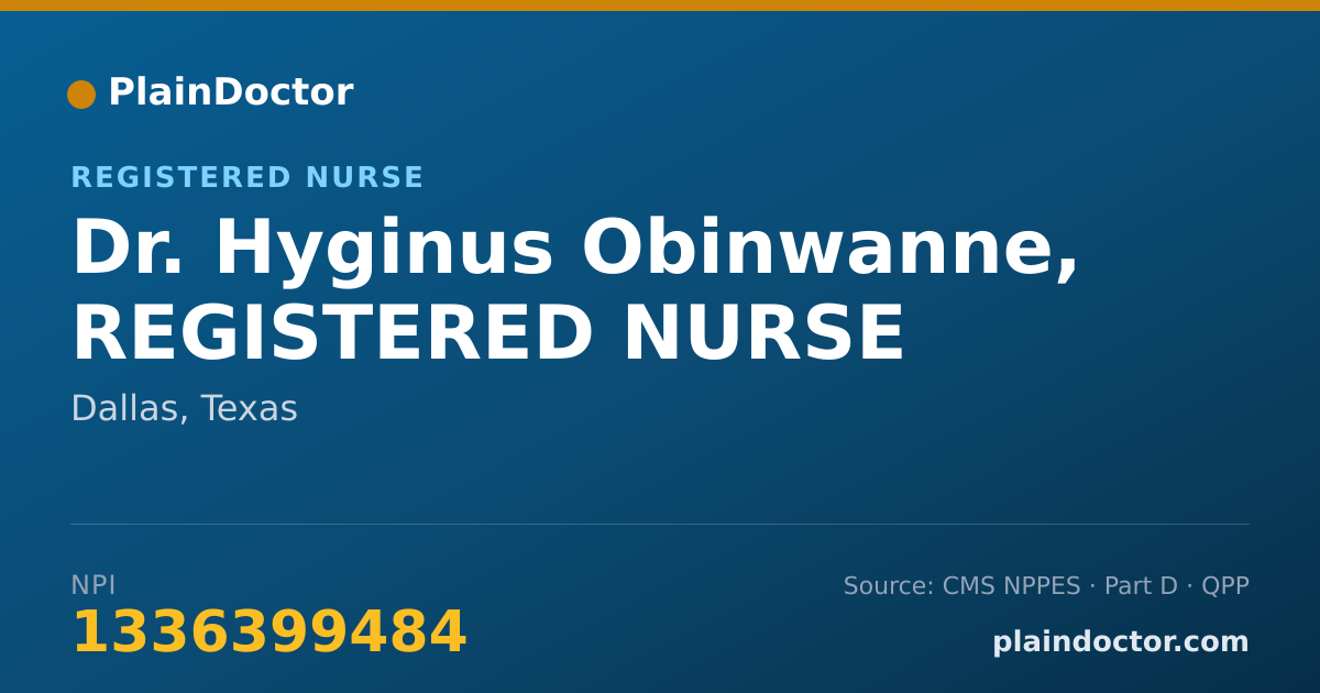 Shareable card for Hyginus Obinwanne, REGISTERED  NURSE - Registered Nurse, Dallas, TX