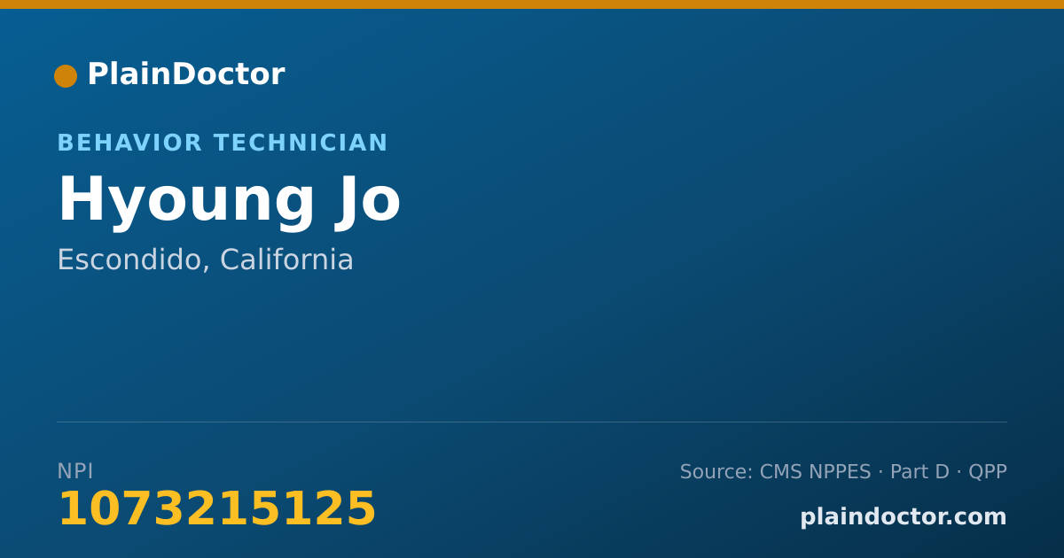 Shareable card for Hyoung Jo - Behavior Technician, Escondido, CA