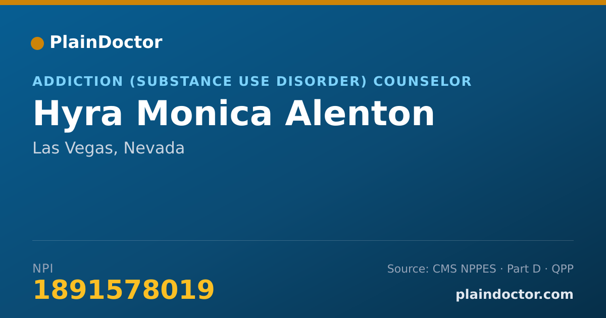 Shareable card for Hyra Monica Alenton - Addiction (Substance Use Disorder) Counselor, Las Vegas, NV