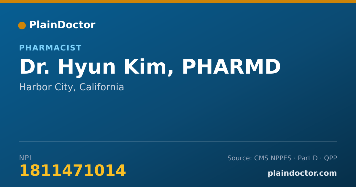 Shareable card for Hyun Kim, PHARMD - Pharmacist, Harbor City, CA