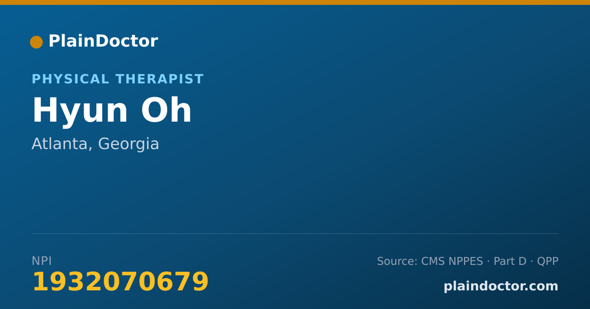 Shareable card for Hyun Oh - Physical Therapist, Atlanta, GA