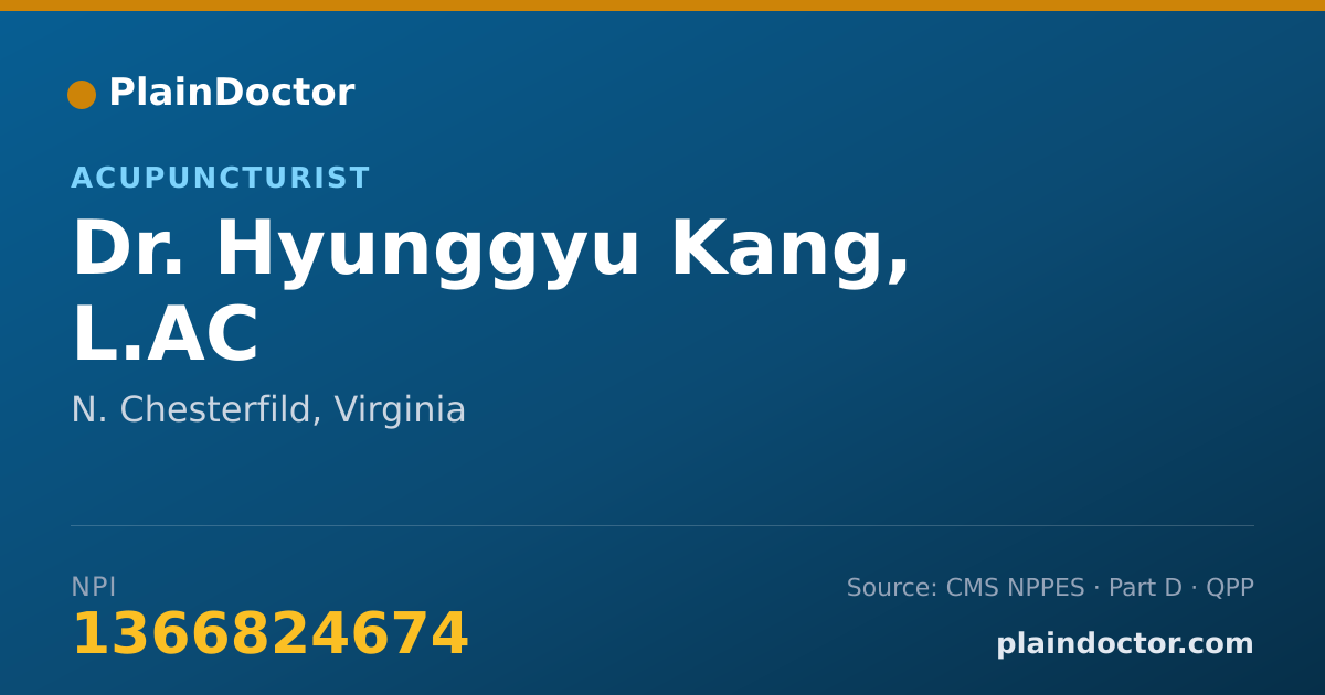 Shareable card for Hyunggyu Kang, L.AC - Acupuncturist, N. Chesterfild, VA