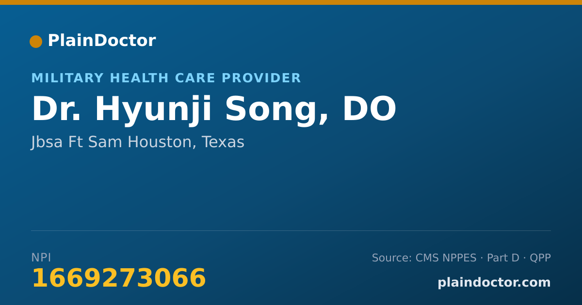 Shareable card for Hyunji Song, DO - Military Health Care Provider, Jbsa Ft Sam Houston, TX