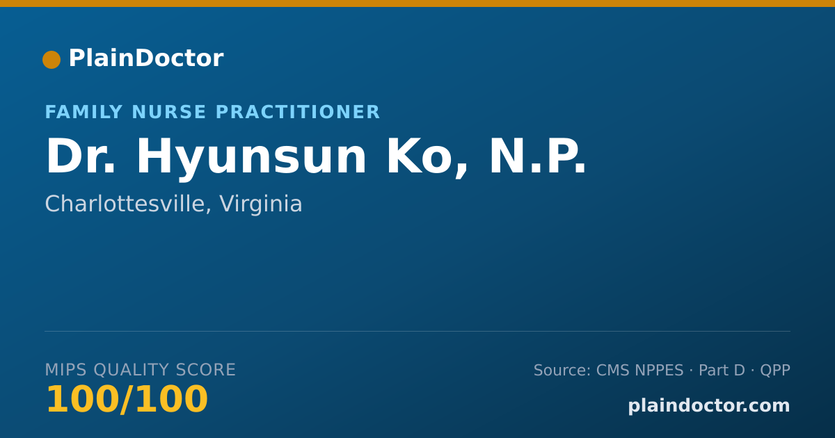 Shareable card for Hyunsun Ko, N.P. - Family Nurse Practitioner, Charlottesville, VA