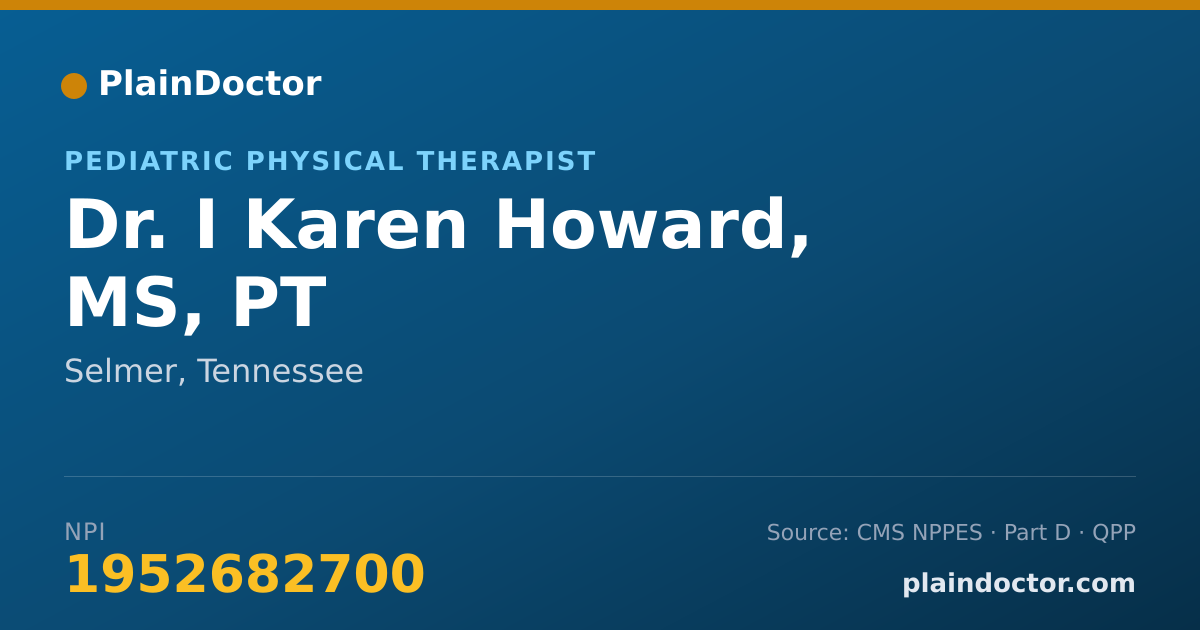 Shareable card for I Karen Howard, MS, PT - Pediatric Physical Therapist, Selmer, TN