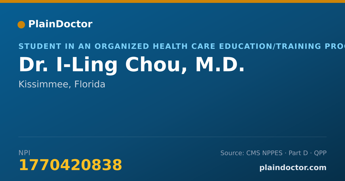 Shareable card for I-Ling Chou, M.D. - Student in an Organized Health Care Education/Training Program, Kissimmee, FL