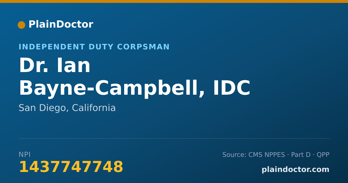 Shareable card for Ian Bayne-Campbell, IDC - Independent Duty Corpsman, San Diego, CA