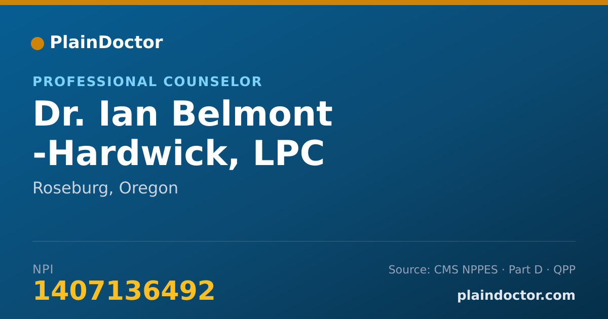 Shareable card for Ian Belmont -Hardwick, LPC - Professional Counselor, Roseburg, OR