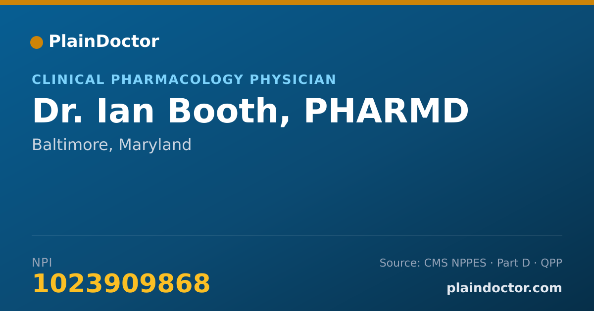Shareable card for Ian Booth, PHARMD - Clinical Pharmacology Physician, Baltimore, MD