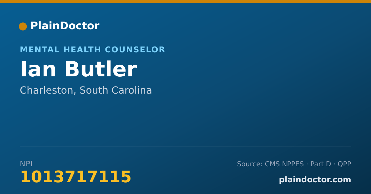 Shareable card for Ian Butler - Mental Health Counselor, Charleston, SC
