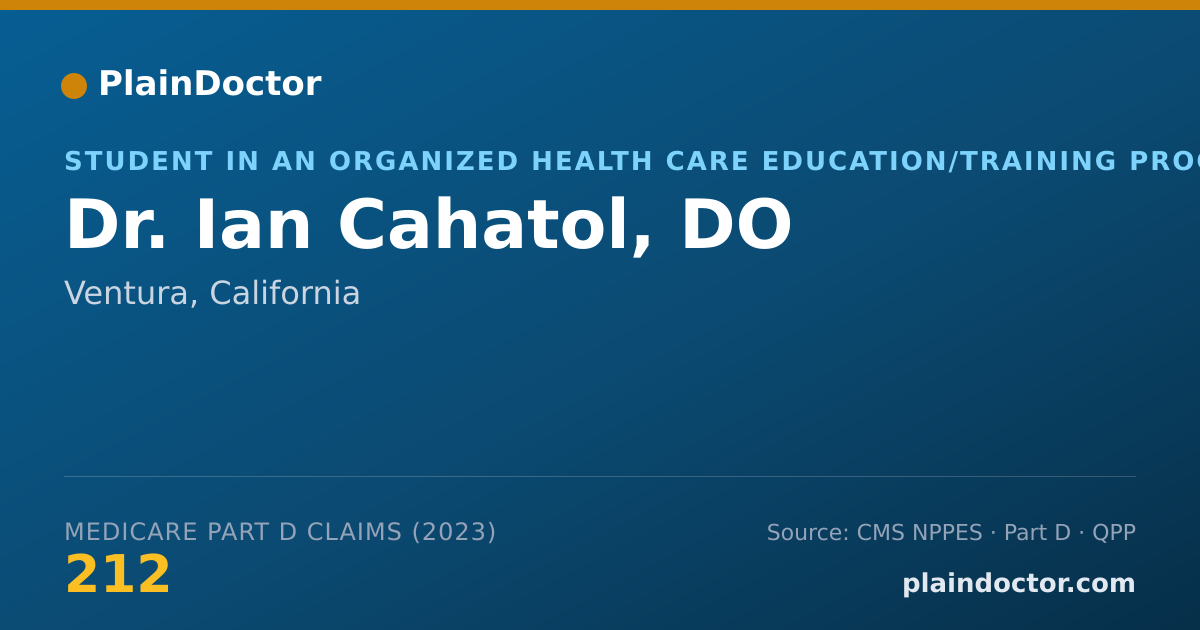 Shareable card for Ian Cahatol, DO - Student in an Organized Health Care Education/Training Program, Ventura, CA