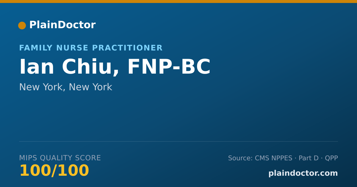 Shareable card for Ian Chiu, FNP-BC - Family Nurse Practitioner, New York, NY