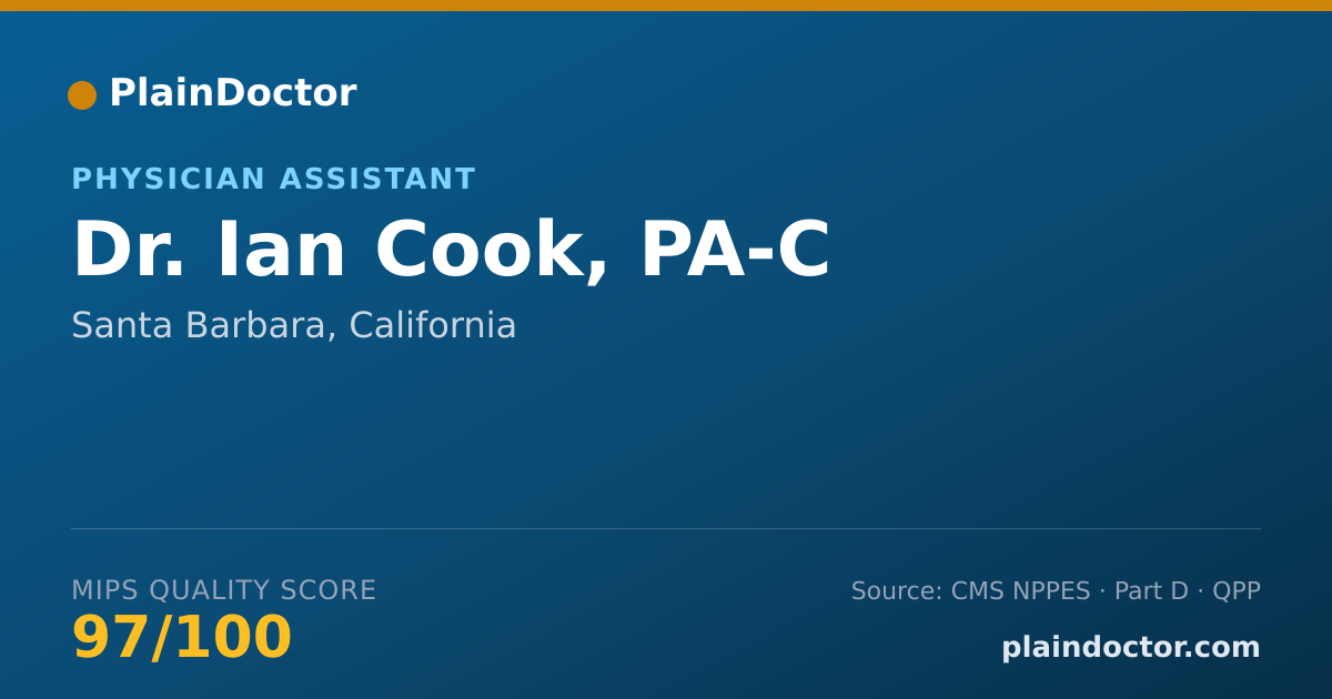 Shareable card for Ian Cook, PA-C - Physician Assistant, Santa Barbara, CA