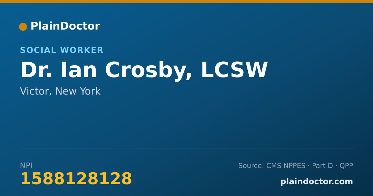 Shareable card for Ian Crosby, LCSW - Social Worker, Victor, NY