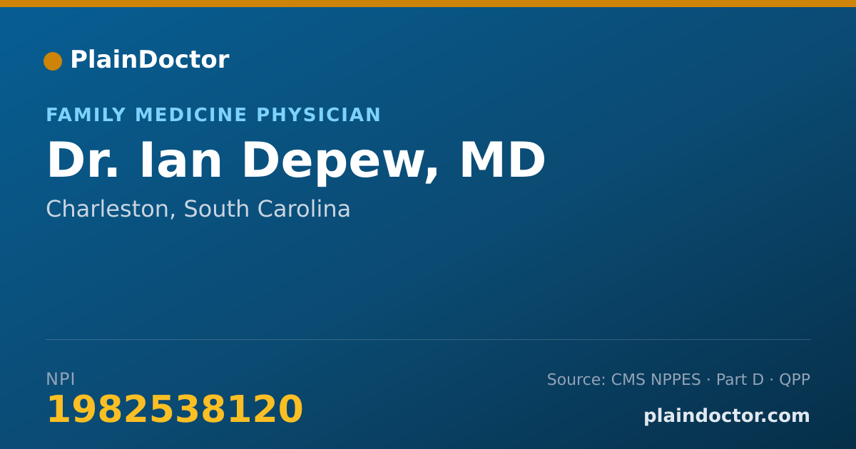 Shareable card for Ian Depew, MD - Family Medicine Physician, Charleston, SC