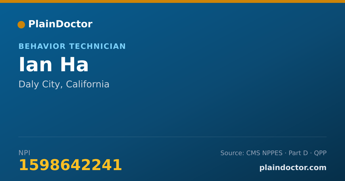 Shareable card for Ian Ha - Behavior Technician, Daly City, CA