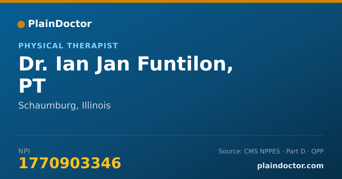 Shareable card for Ian Jan Funtilon, PT - Physical Therapist, Schaumburg, IL