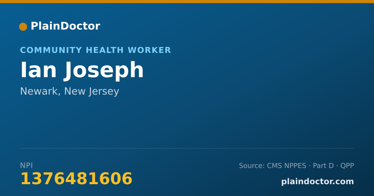 Shareable card for Ian Joseph - Community Health Worker, Newark, NJ