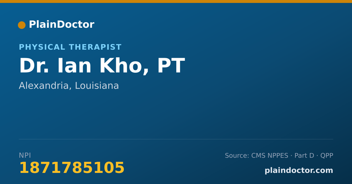 Shareable card for Ian Kho, PT - Physical Therapist, Alexandria, LA