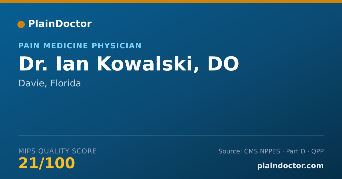 Shareable card for Ian Kowalski, DO - Pain Medicine Physician, Davie, FL