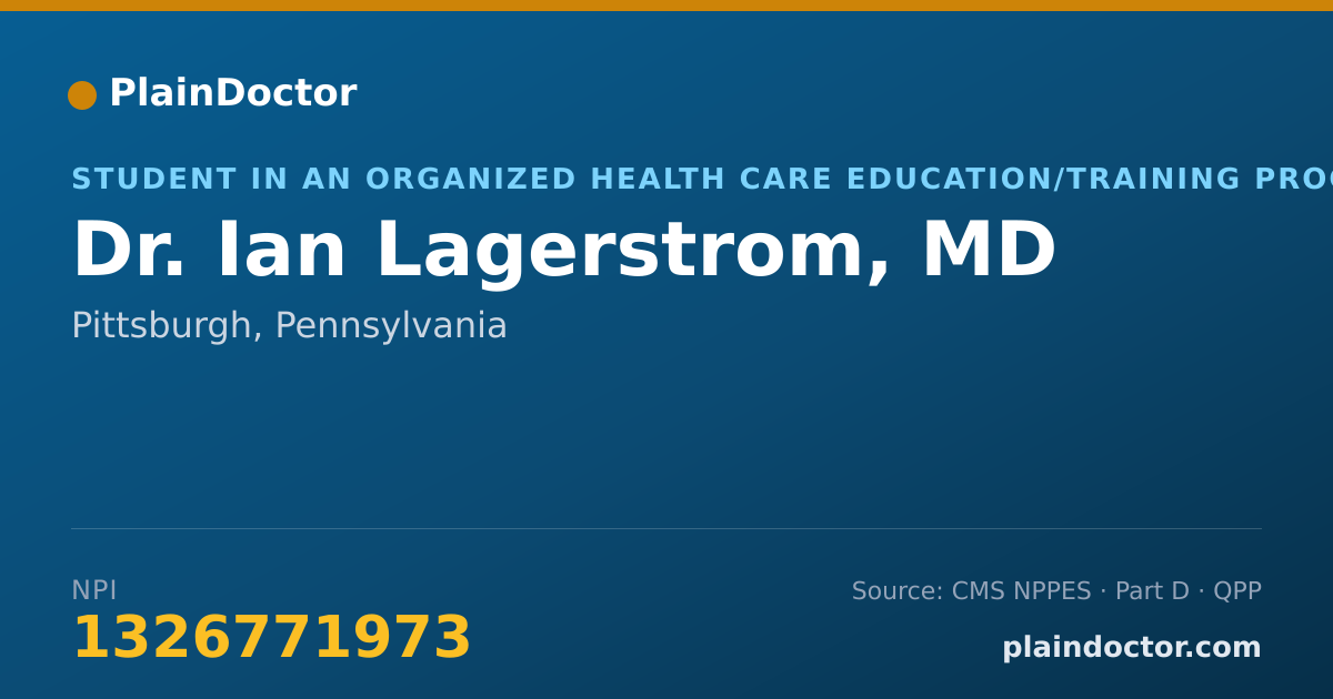 Shareable card for Ian Lagerstrom, MD - Student in an Organized Health Care Education/Training Program, Pittsburgh, PA