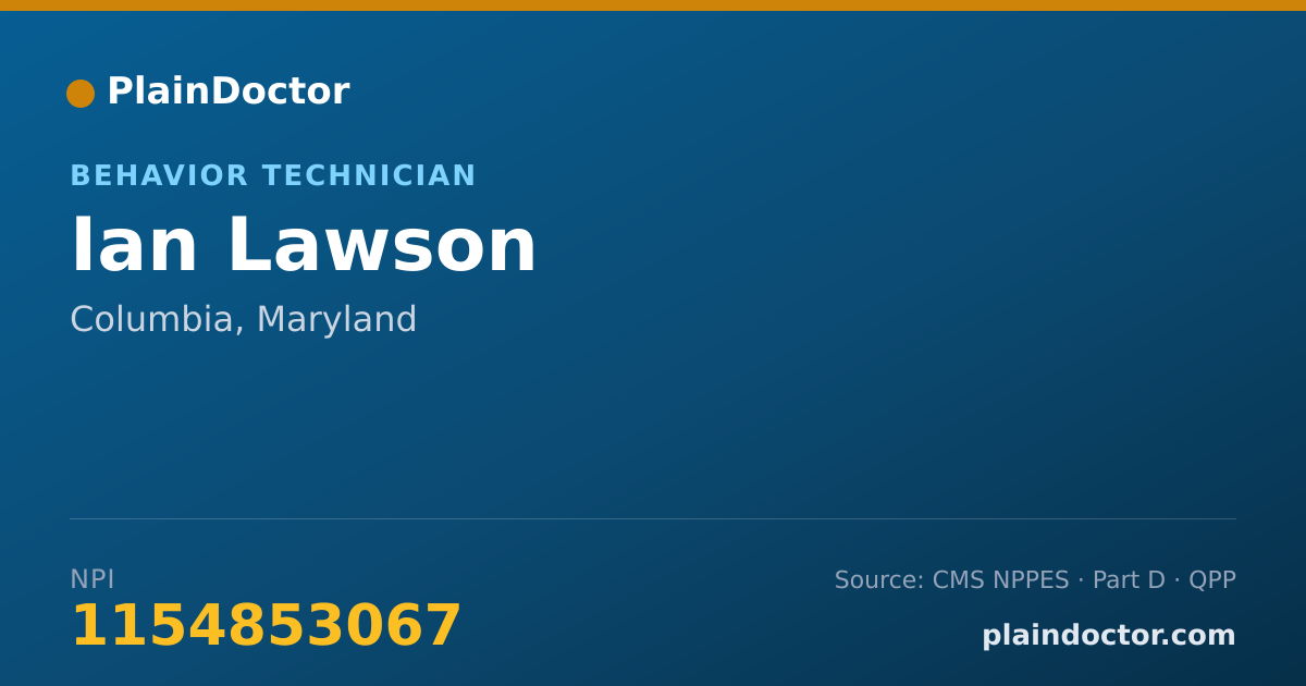 Shareable card for Ian Lawson - Behavior Technician, Columbia, MD