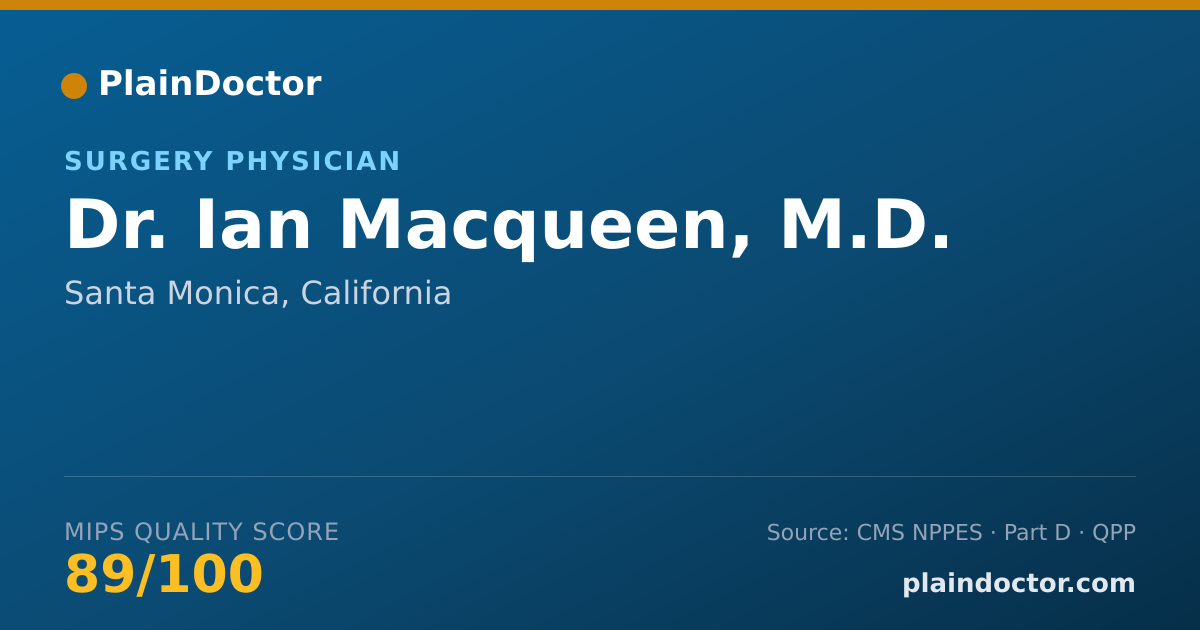 Shareable card for Ian Macqueen, M.D. - Surgery Physician, Santa Monica, CA