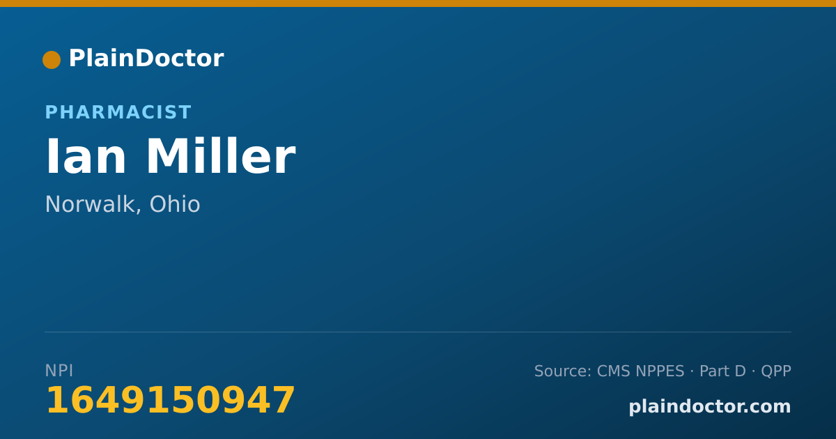 Shareable card for Ian Miller - Pharmacist, Norwalk, OH