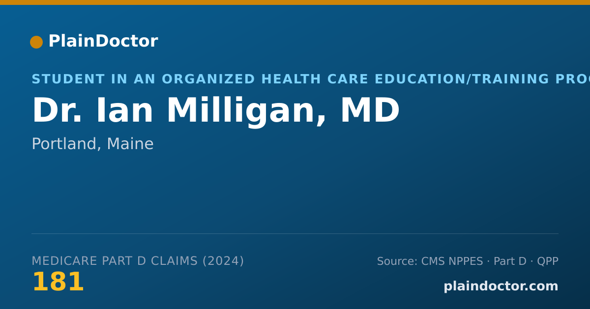 Shareable card for Ian Milligan, MD - Student in an Organized Health Care Education/Training Program, Portland, ME