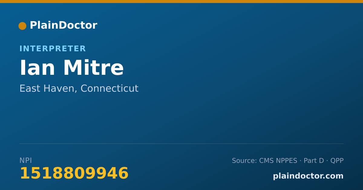 Shareable card for Ian Mitre - Interpreter, East Haven, CT