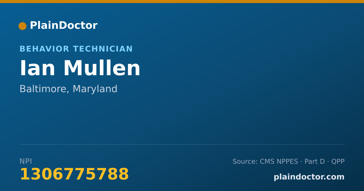 Shareable card for Ian Mullen - Behavior Technician, Baltimore, MD