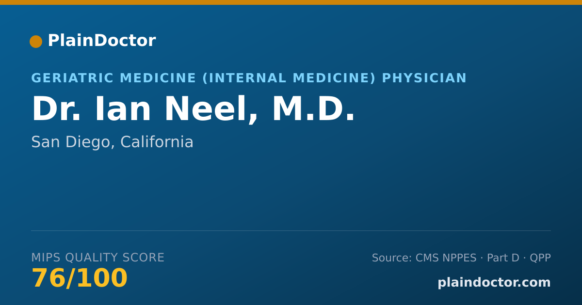 Shareable card for Ian Neel, M.D. - Geriatric Medicine (Internal Medicine) Physician, San Diego, CA