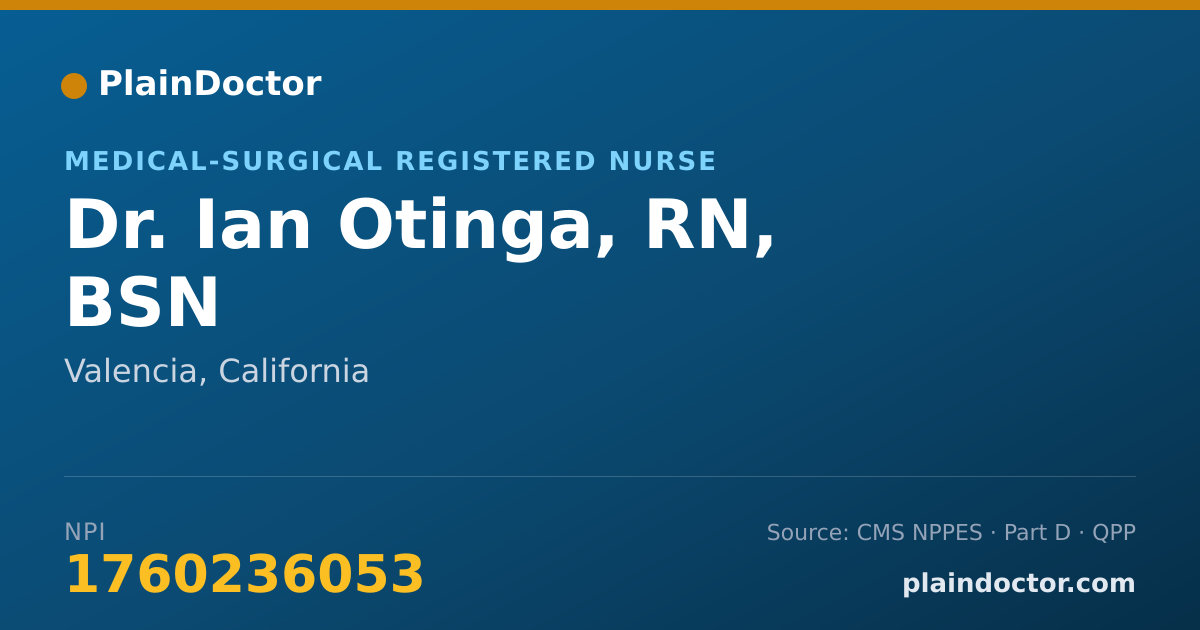Shareable card for Ian Otinga, RN, BSN - Medical-Surgical Registered Nurse, Valencia, CA