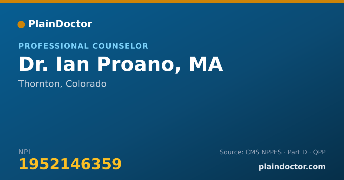 Shareable card for Ian Proano, MA - Professional Counselor, Thornton, CO