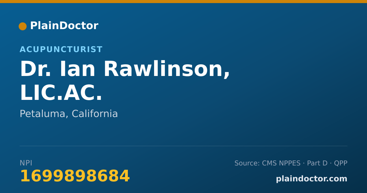 Shareable card for Ian Rawlinson, LIC.AC. - Acupuncturist, Petaluma, CA