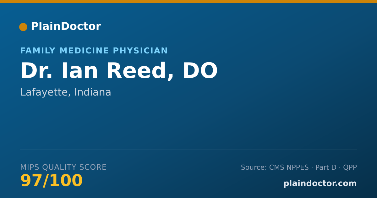Shareable card for Ian Reed, DO - Family Medicine Physician, Lafayette, IN