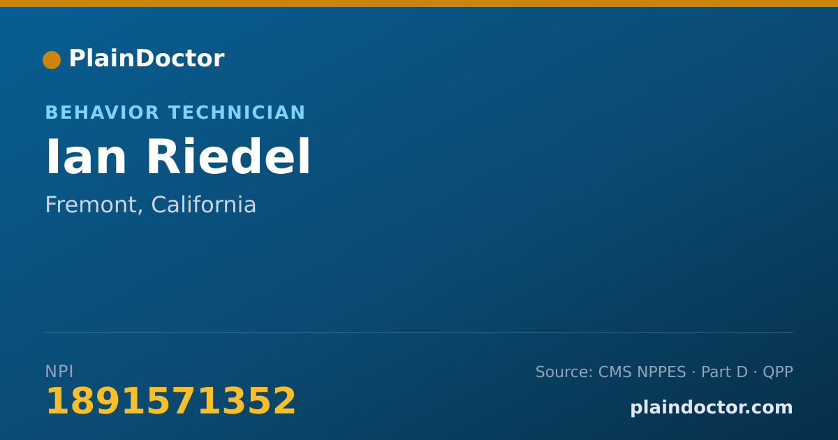Shareable card for Ian Riedel - Behavior Technician, Fremont, CA