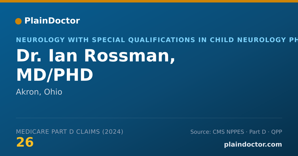 Shareable card for Ian Rossman, MD/PHD - Neurology with Special Qualifications in Child Neurology Physician, Akron, OH