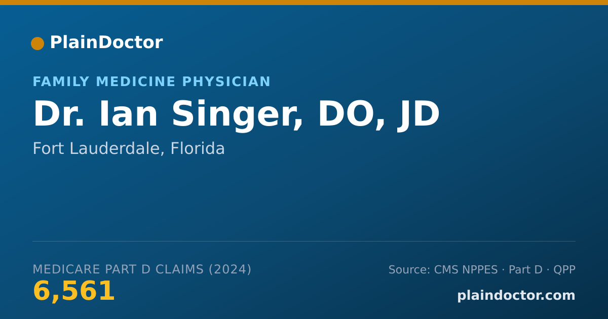 Shareable card for Ian Singer, DO, JD - Family Medicine Physician, Fort Lauderdale, FL