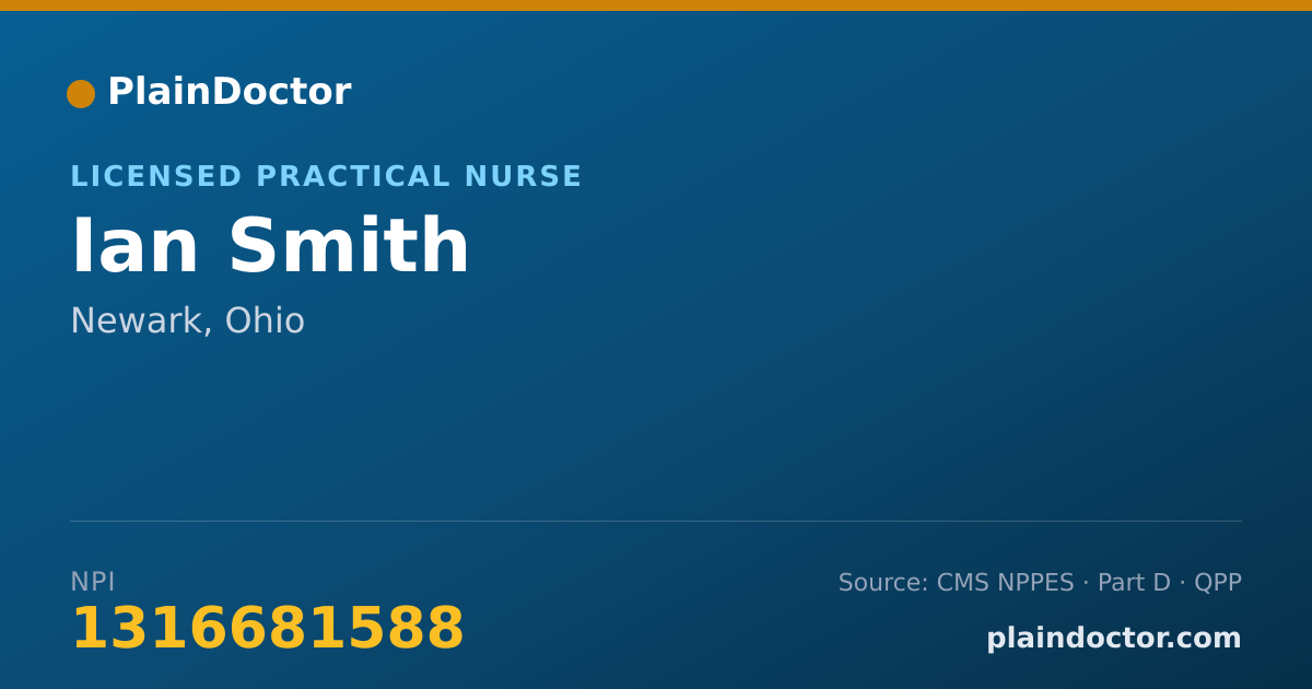 Shareable card for Ian Smith - Licensed Practical Nurse, Newark, OH